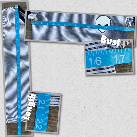 💙💙Peaches & Cream Black/White Striped Alien Top - Picture 9 of 9